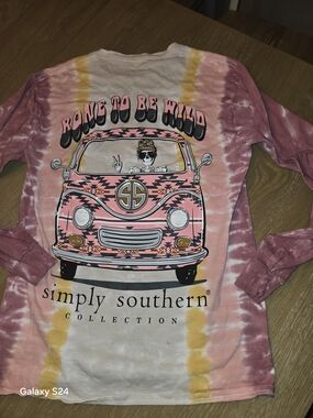 Simply Southern Tie-Dye "Bone to Be Wild" Long Sleeve Tee Womens M